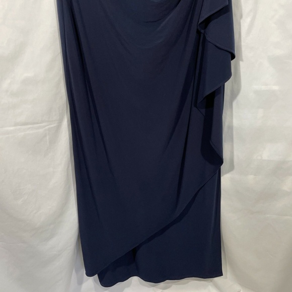 NEW‎ Alex Evenings [ 16 ] Embroidered Side Ruched Gown in Navy Blue - Picture 9 of 12